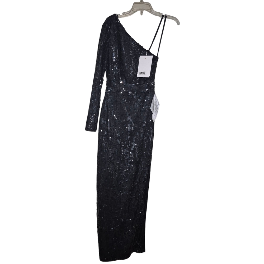 Mac Duggal 10788 NWT Black Sequined One Sleeve Gown - Picture 4 of 8